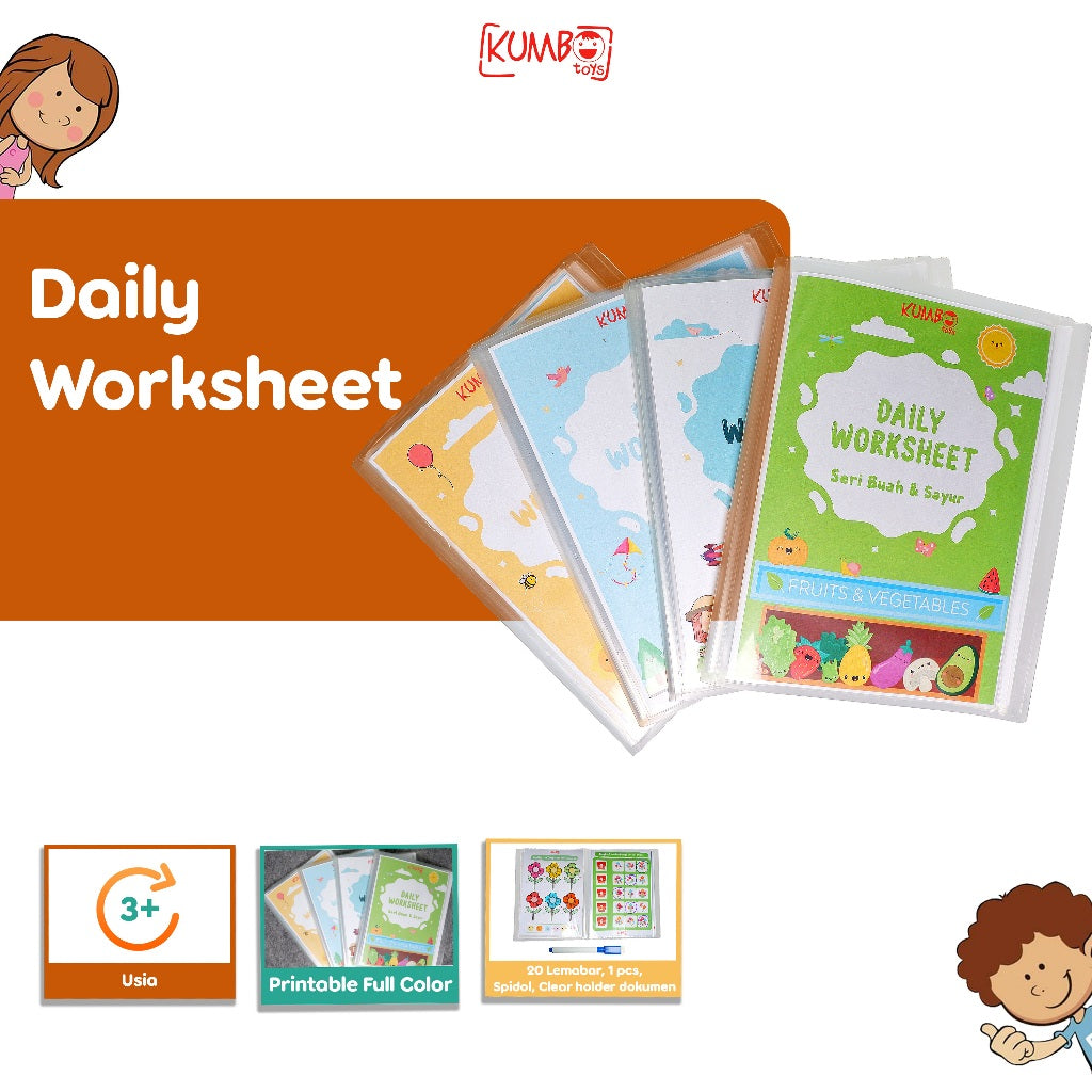 Buku Aktivitas Anak Daily Worksheet Anak TK PAUD Presschool Kegiatan Menggunting dan Menempel Wipe And Clean Activity