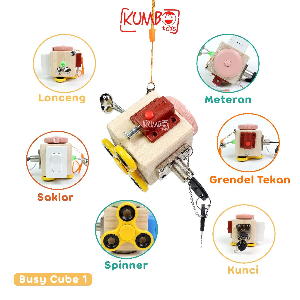 Busy Cube Montessori Play Mainan Edukasi Kubus Kayu