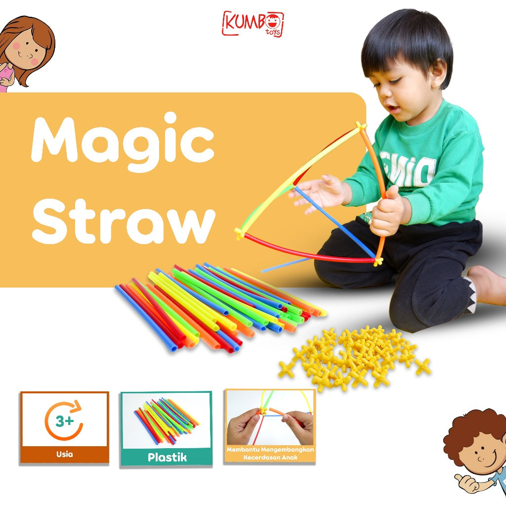 Mainan anak Puzzle Sedotan DIY Magic Straw