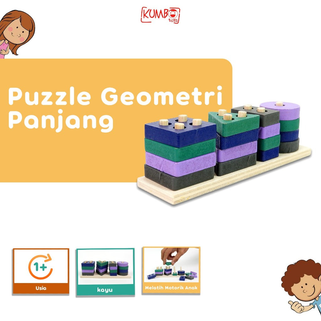 Mainan Edukasi Anak Puzzle Geometri Panjang