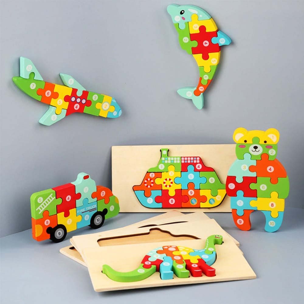 Mainan Edukasi Puzzle Kayu Anak 3D Jigsaw Puzzle Number