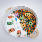 Tray Montessori Tray Bulat Putih Sensory Tray Nampan Bermain
