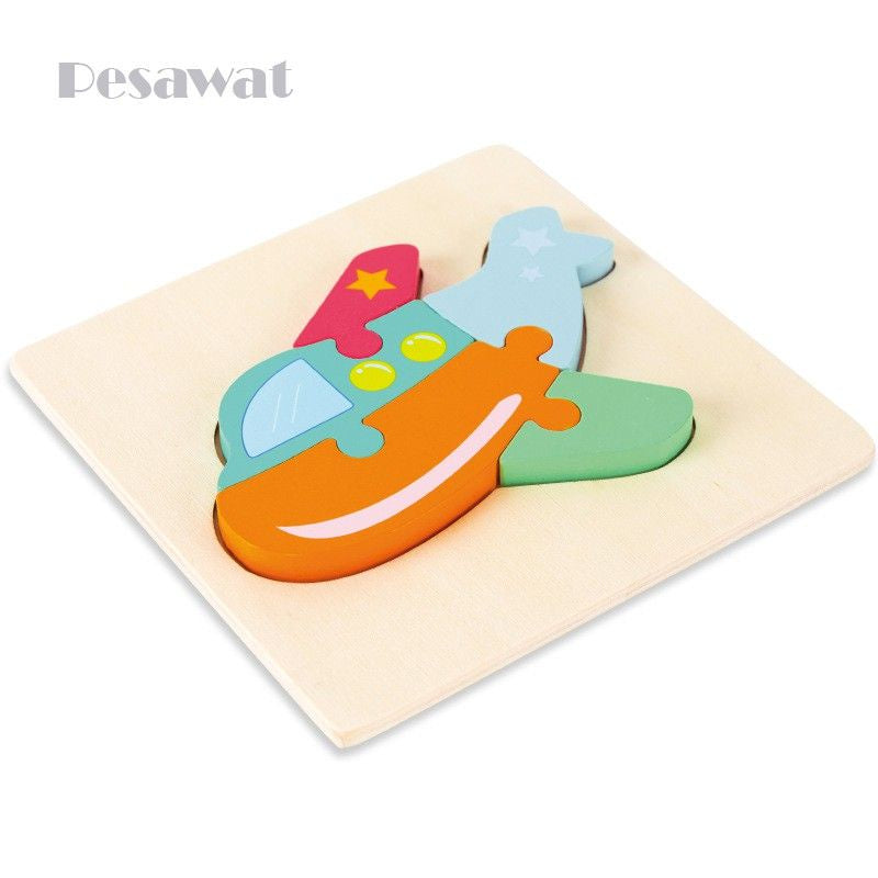 Mainan Edukasi Puzzle Kayu Bayi Anak Warna Pastel