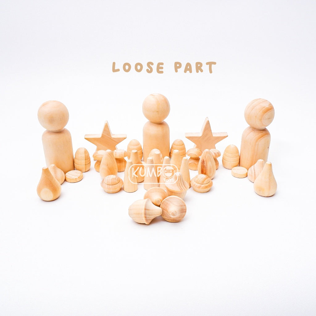 Mainan Edukasi Loose Part Montessori Play Mainan Kayu