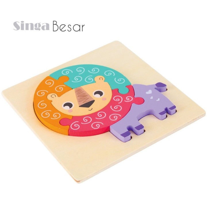 Mainan Edukasi Puzzle Kayu Bayi Anak Warna Pastel
