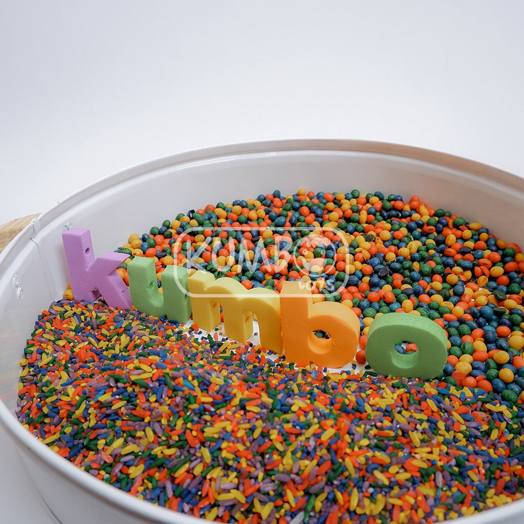 Tray Montessori Tray Bulat Putih Sensory Tray Nampan Bermain