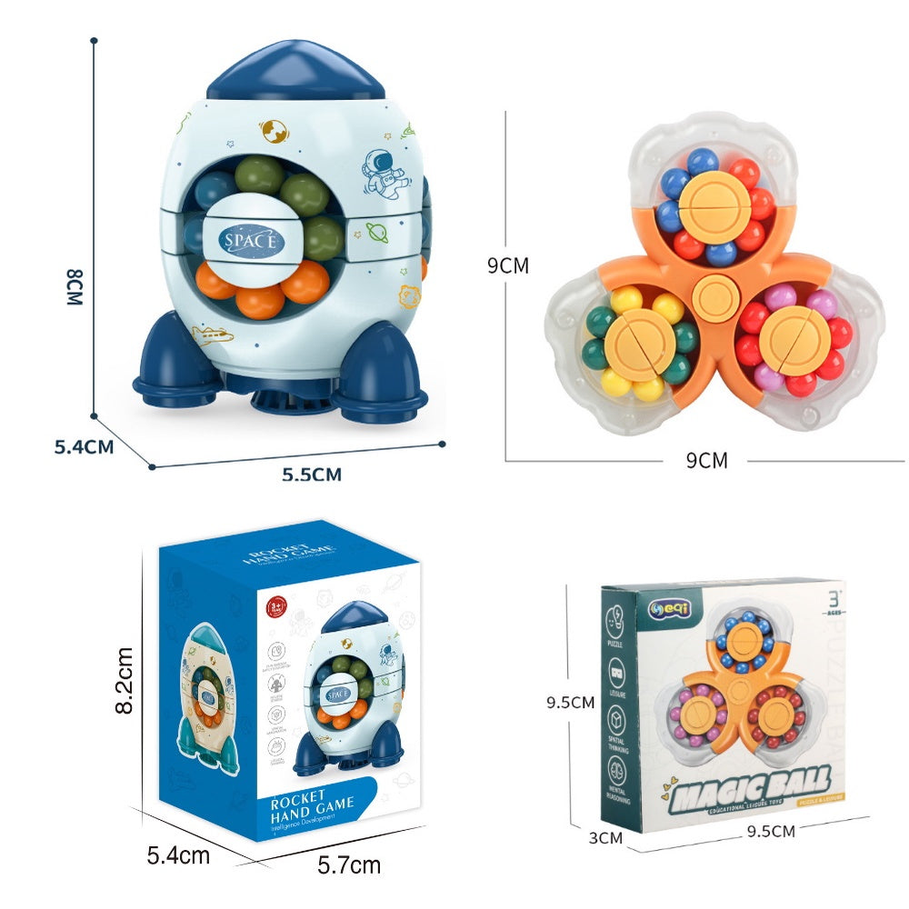 Mainan Edukasi Rubik Kelereng Puzzle Beads Spinner 2 in 1