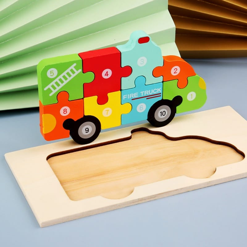 Mainan Edukasi Puzzle Kayu Anak 3D Jigsaw Puzzle Number