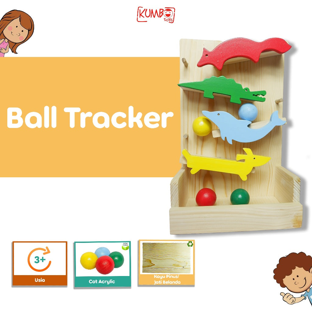 Mainan Montessori Wooden Toys Ball Tracker Mainan Edukasi Anak