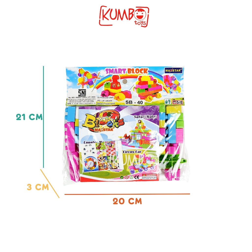 Mainan Edukasi Anak Block Besar Isi 60 Mainan Balok Susun