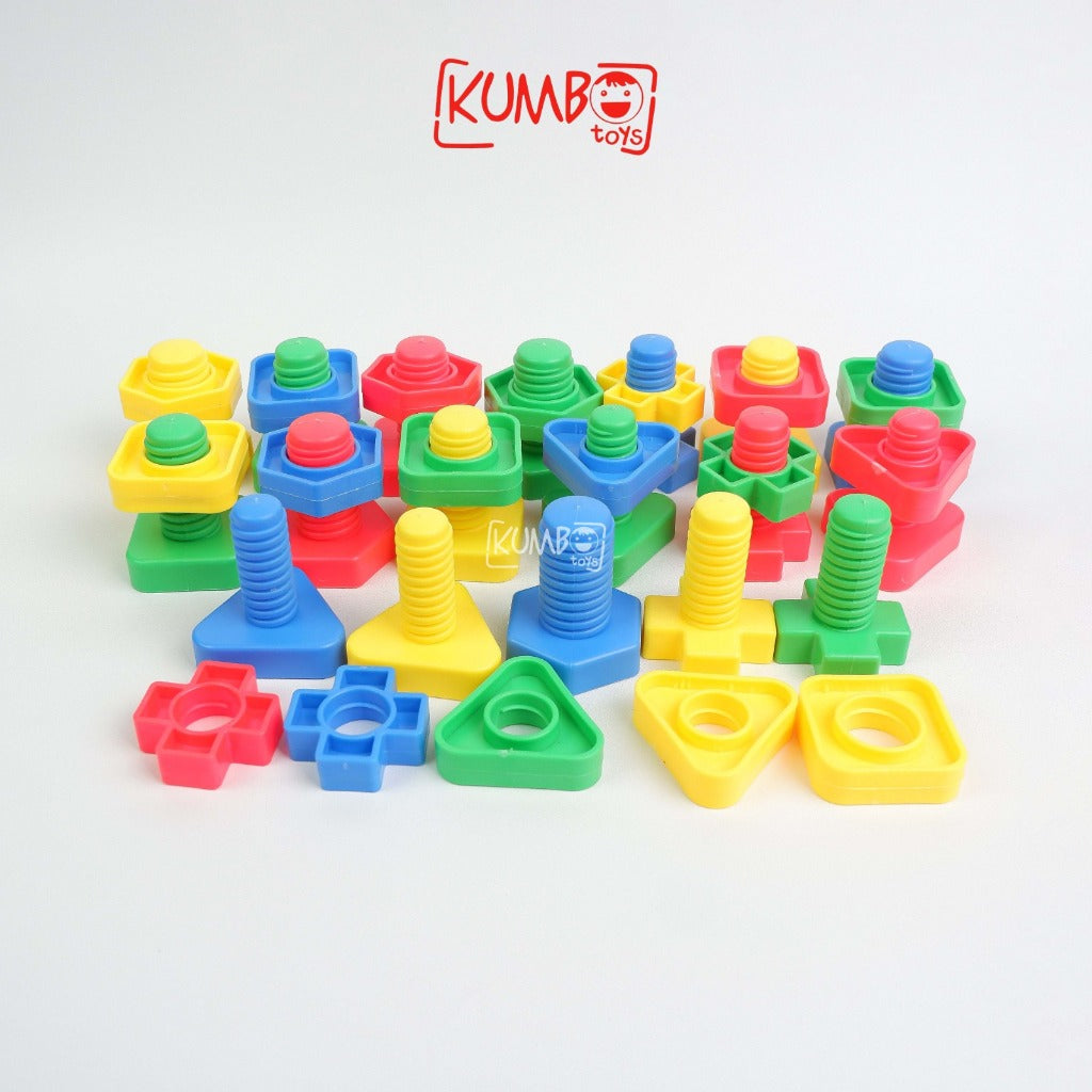 Mainan Edukasi Puzzle Lego Baut Mur Sekrup Tebal Bongkar Pasang Screw Nuts