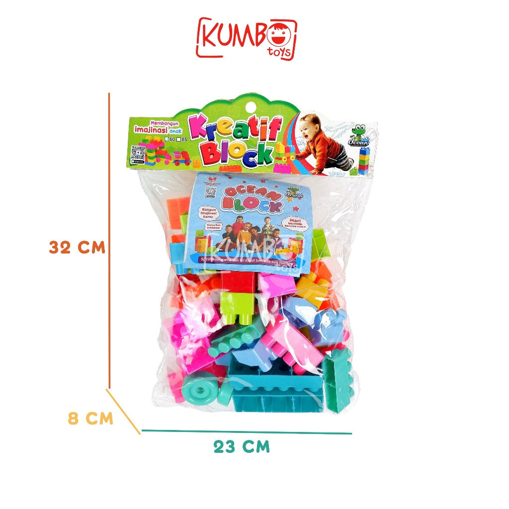 Mainan Edukasi Anak Block Besar Isi 60 Mainan Balok Susun