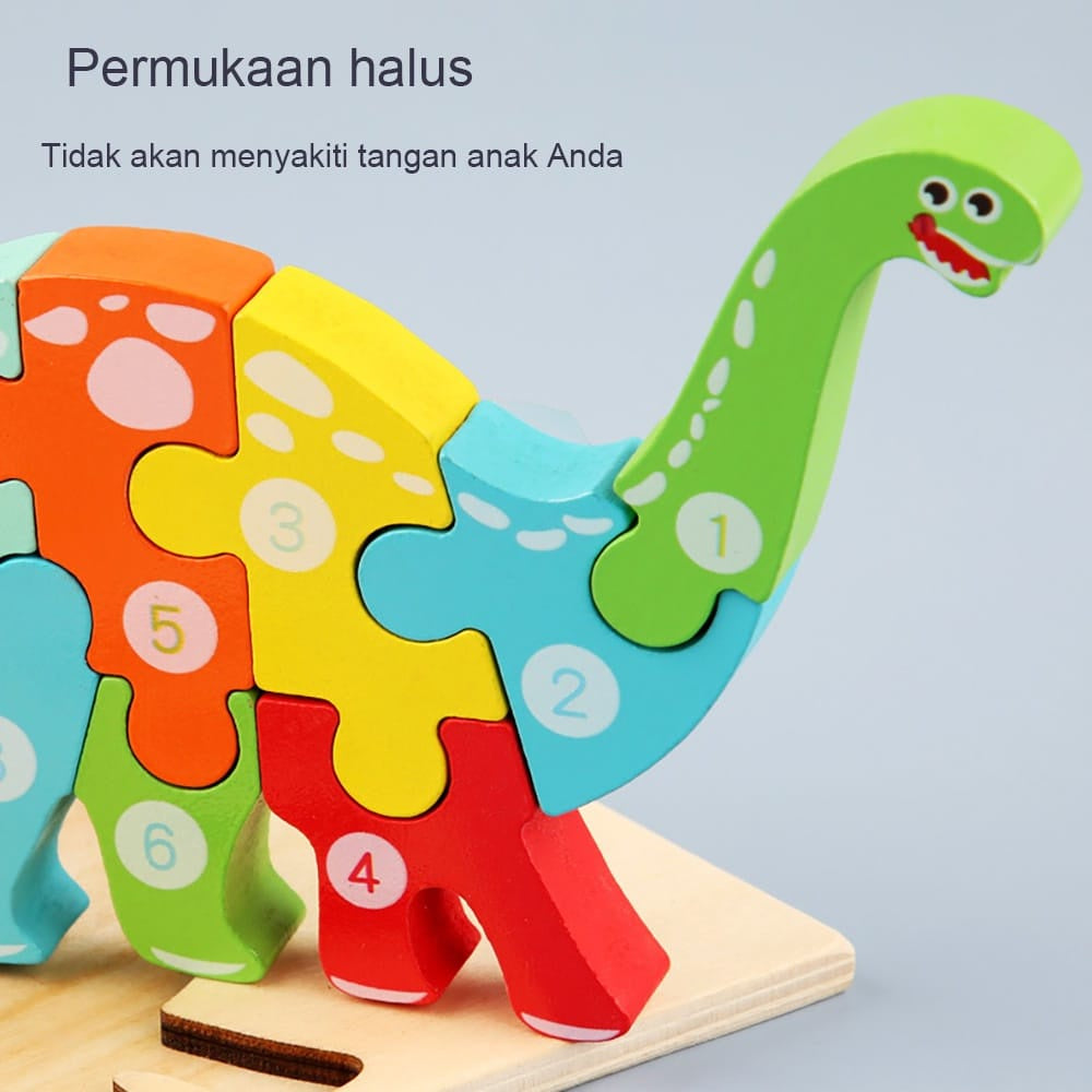 Mainan Edukasi Puzzle Kayu Anak 3D Jigsaw Puzzle Number