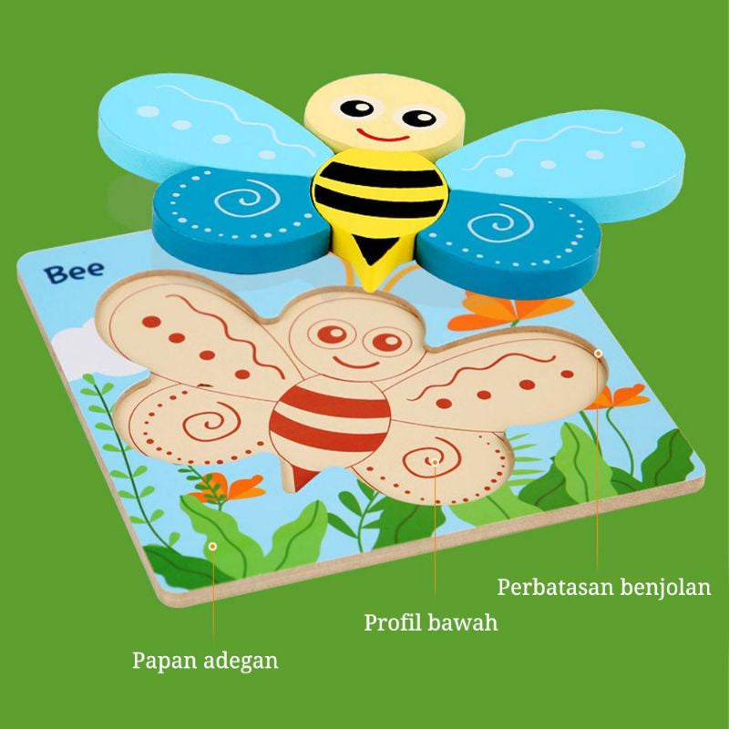 Mainan Edukasi Puzzle Bayi Anak 3D Wooden Puzzle