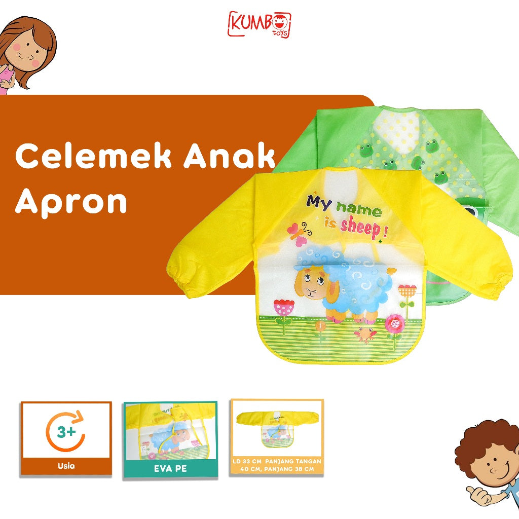 Celemek Baju Anak Apron Masak dan Melukis Karakter Lucu Bib Anti Air EVA