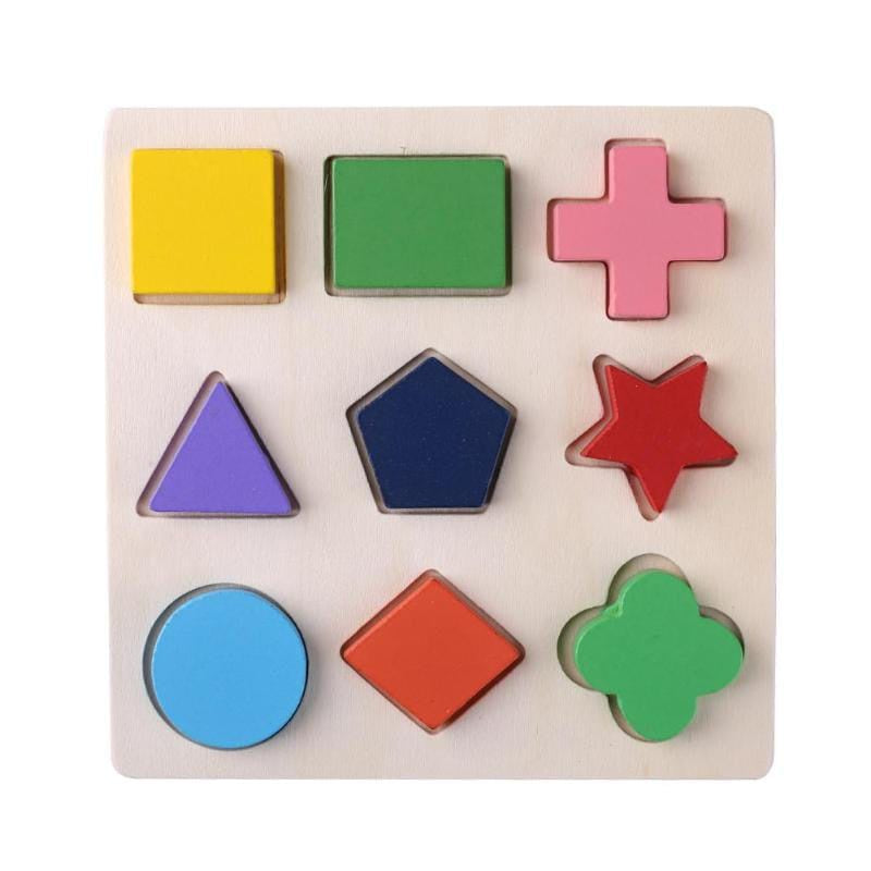 Mainan Edukasi Puzzle Kayu 3D Mencocokan Bentuk