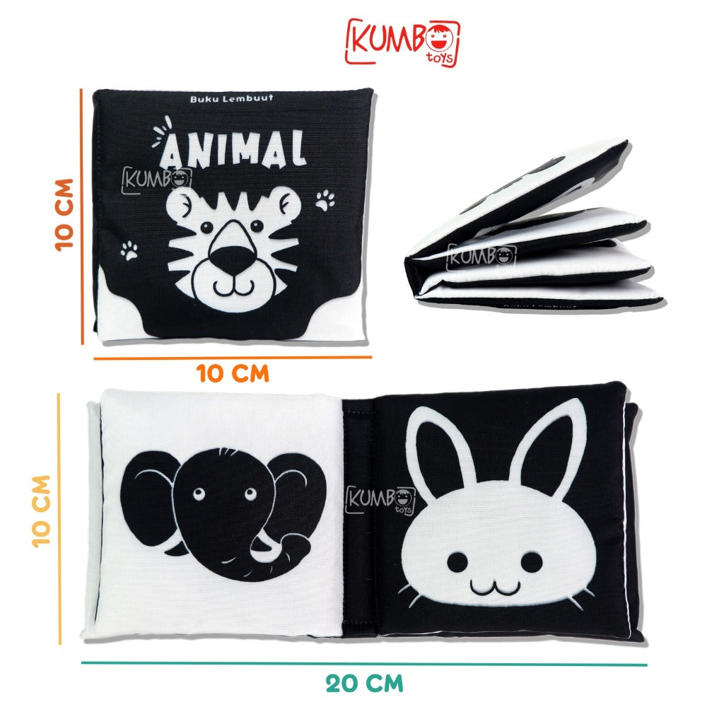 Mainan Edukasi Buku Bantal Bayi Cloth Book Newborn Kontras Hitam Putih Buku Cerita Bayi Bahan Kain