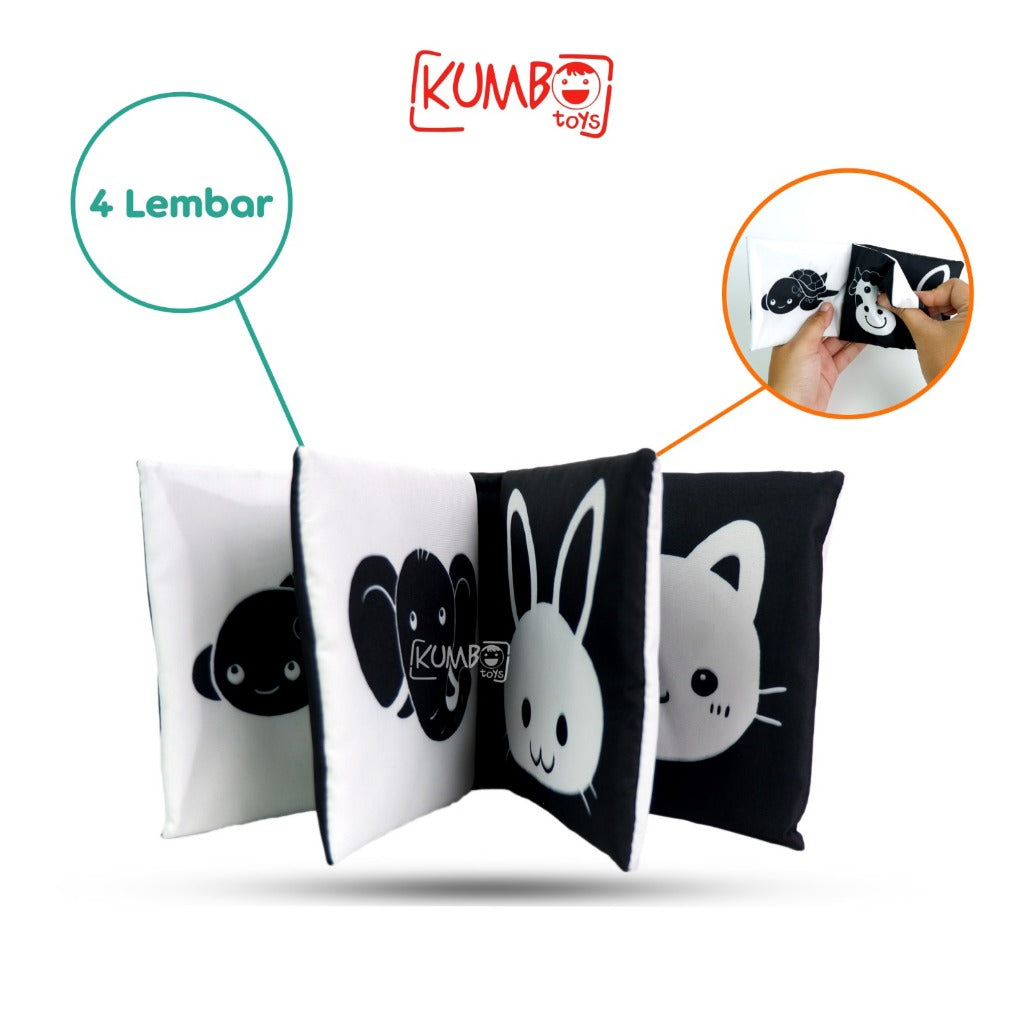 Mainan Edukasi Buku Bantal Bayi Cloth Book Newborn Kontras Hitam Putih Buku Cerita Bayi Bahan Kain