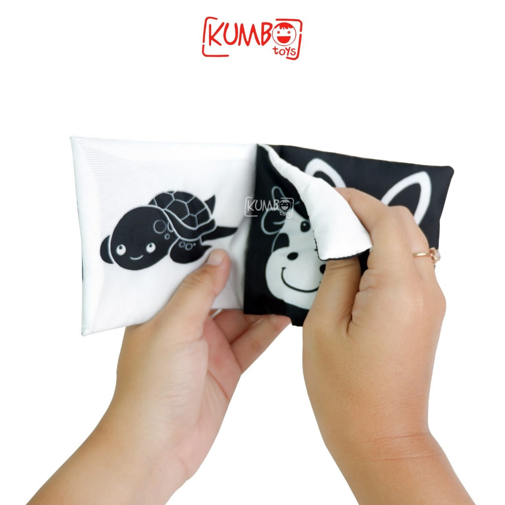 Mainan Edukasi Buku Bantal Bayi Cloth Book Newborn Kontras Hitam Putih Buku Cerita Bayi Bahan Kain