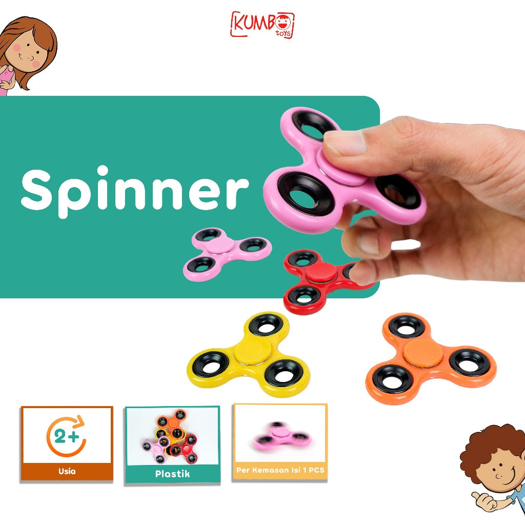 Mainan Edukasi Fidget Hand Spinner Anak Stress Relief Spiner Polos Berwarna