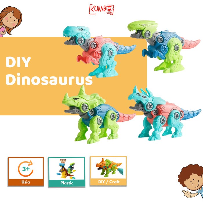 Mainan Edukasi DIY Dinosaurus Mainan Rakit Bongkar Pasang