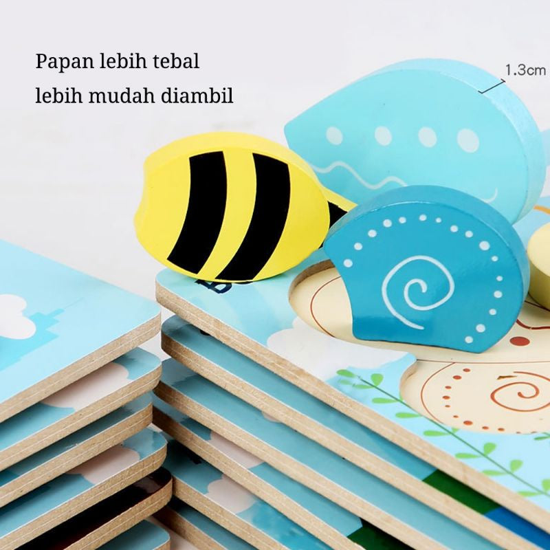 Mainan Edukasi Puzzle Bayi Anak 3D Wooden Puzzle