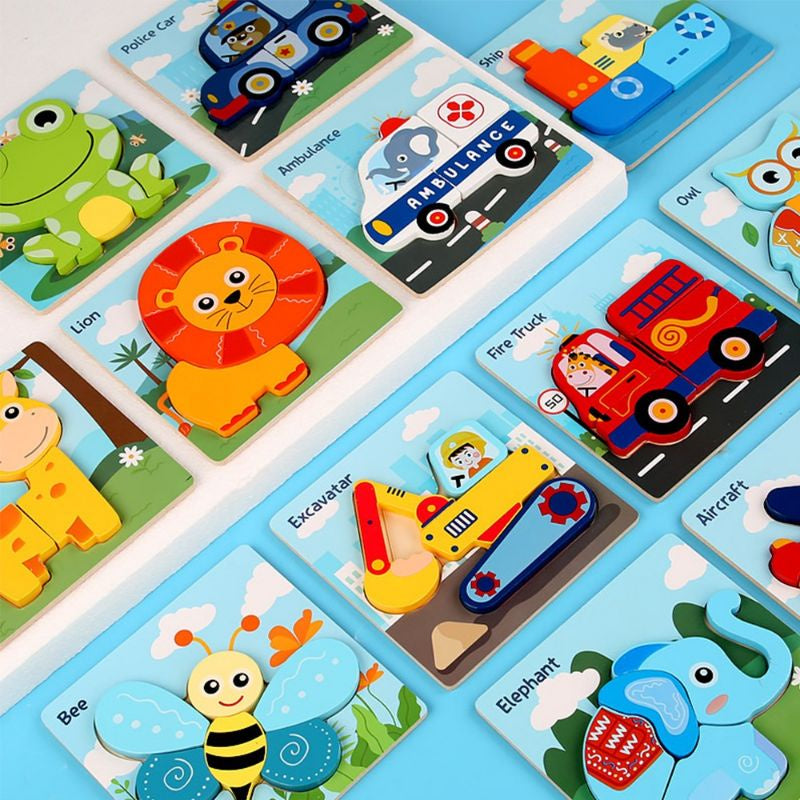 Mainan Edukasi Puzzle Bayi Anak 3D Wooden Puzzle
