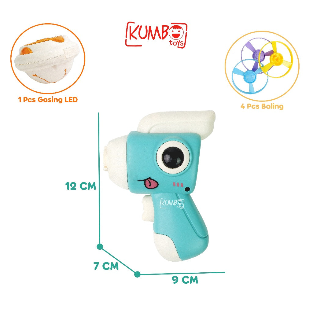 Mainan Edukasi Anak DINOSAURUS GYRO GUN Gangsing Baling LED