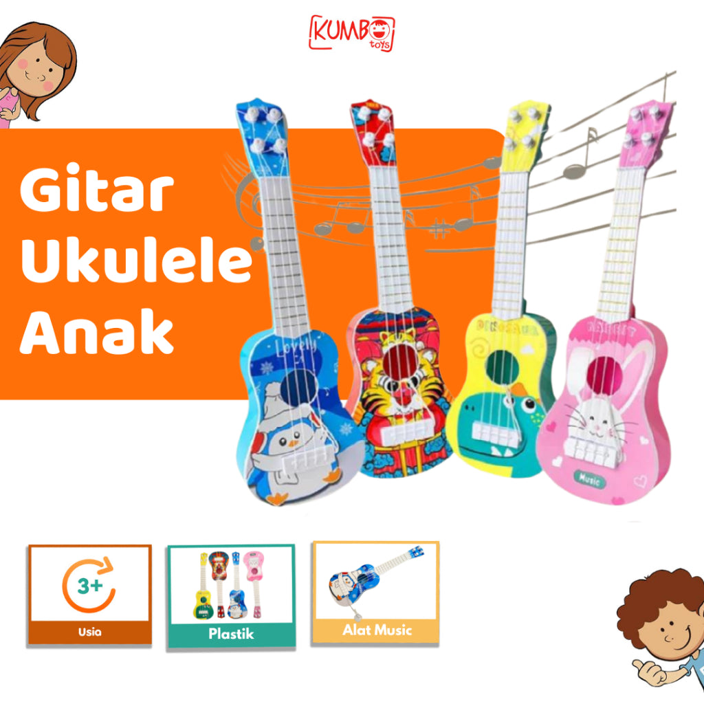 Alat Musik Gitar Ukulele Edukasi Anak/Gitar Mini 4 Senar