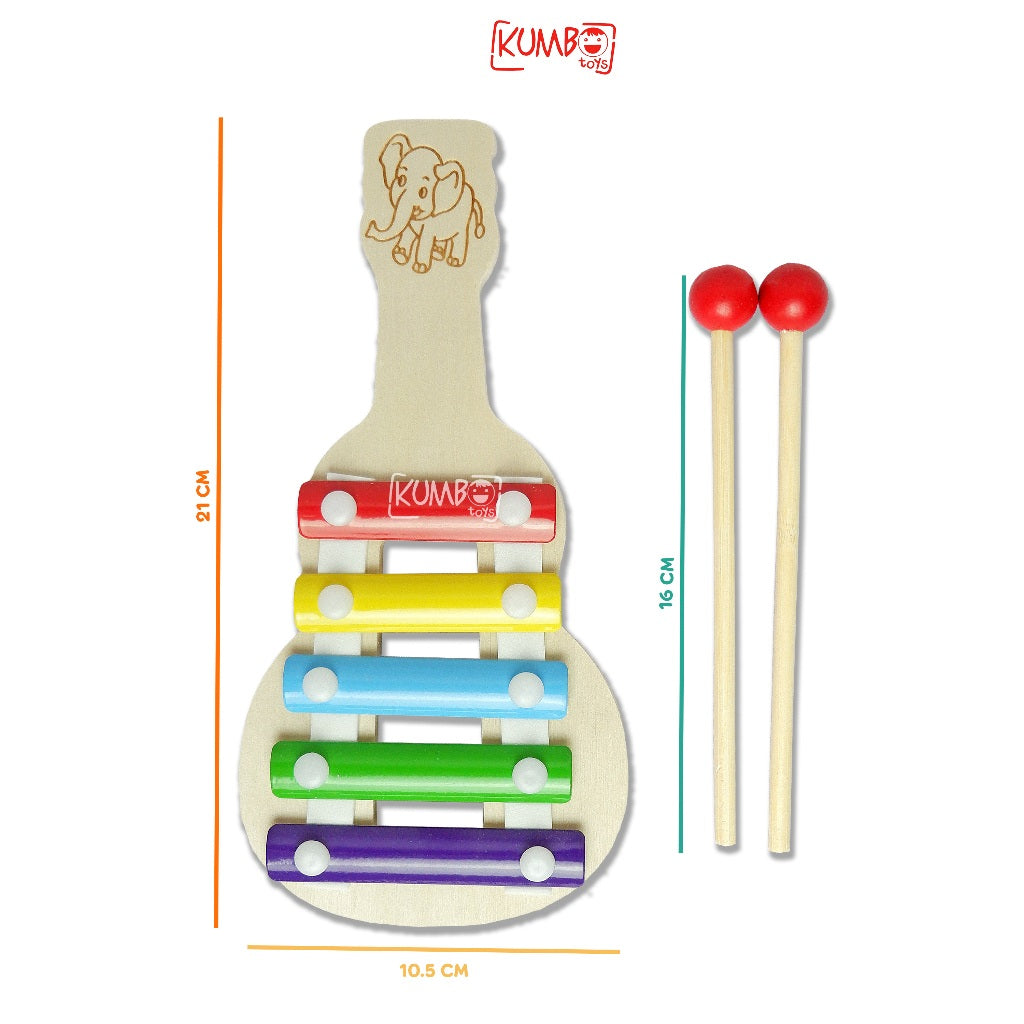Mainan Edukasi Xylophone Gitar Kayu Anak 5 Notes Musical Instrument Wooden Small Size for Kids