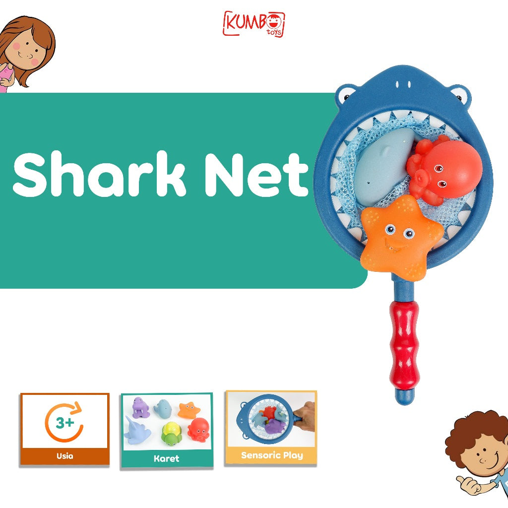 Mainan Edukasi Anak Memancing Hewan Laut Jaring Hiu Hewan Karet Shark Net