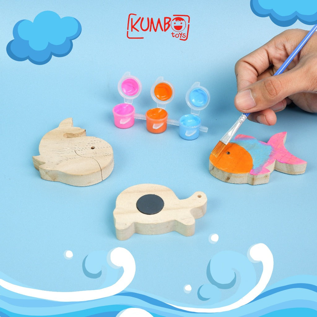 Mainan Edukasi Magnet Hewan Tempelan Kulkas Bahan Kayu Anak DIY Lukis Mewarnai