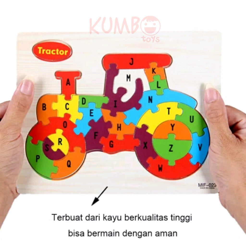 Mainan Edukasi Puzzle Kayu Shape Mix Warna Alphabet Bentuk Hewan Transport Jigsaw