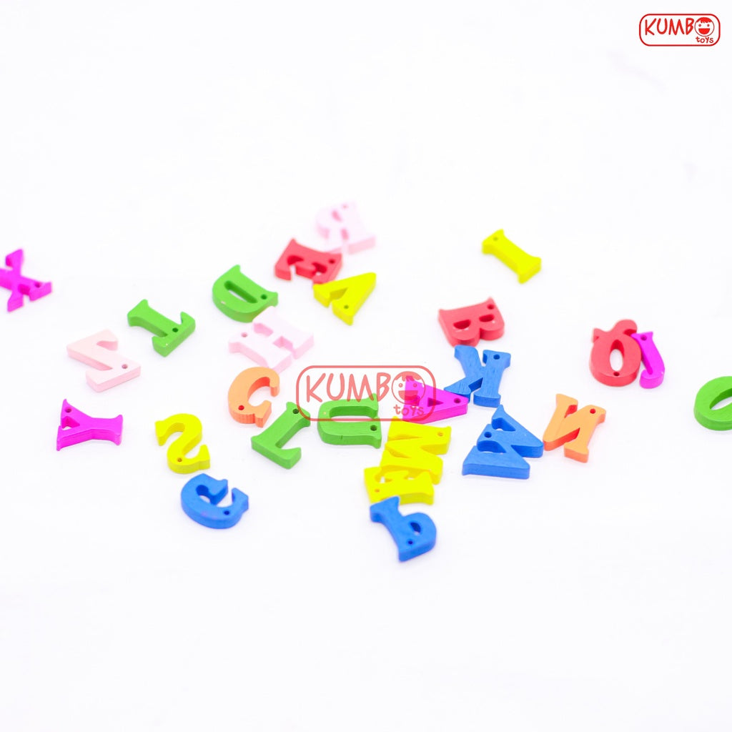 Huruf Kayu Timbul Warna Warni Manik Alphabet Satuan