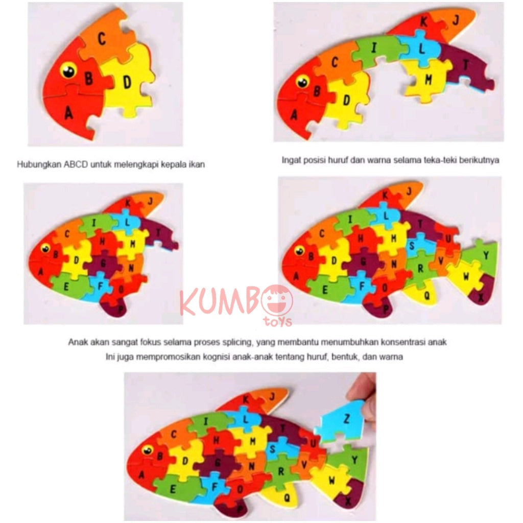 Mainan Edukasi Puzzle Kayu Shape Mix Warna Alphabet Bentuk Hewan Transport Jigsaw