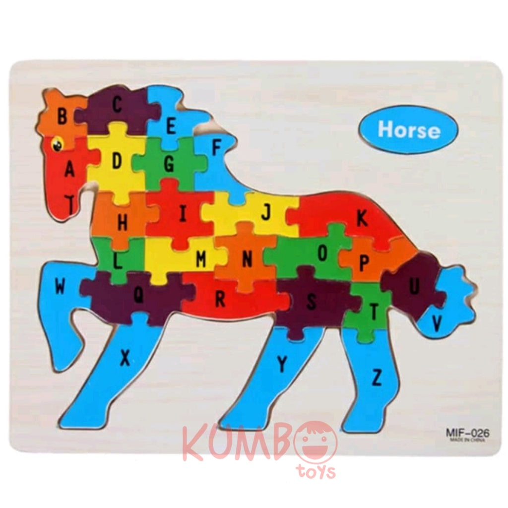 Mainan Edukasi Puzzle Kayu Shape Mix Warna Alphabet Bentuk Hewan Transport Jigsaw