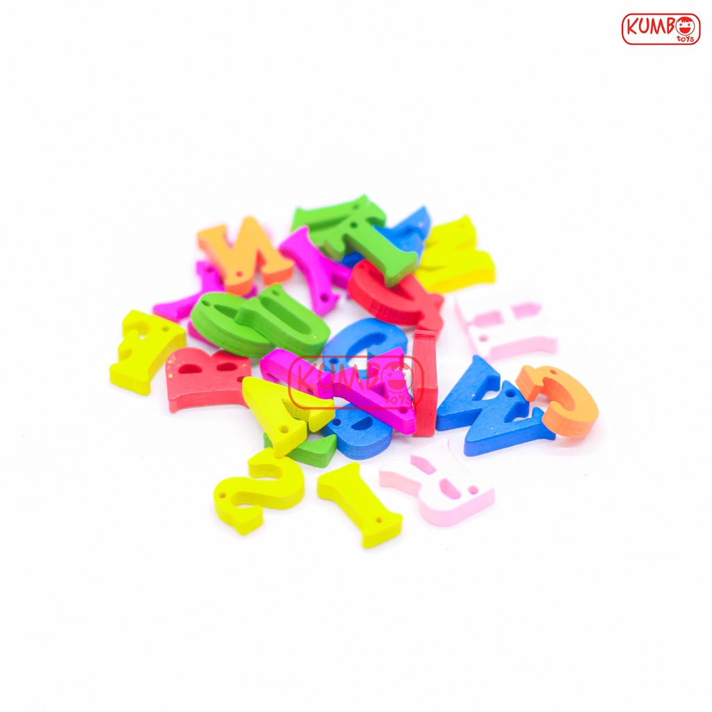 Huruf Kayu Timbul Warna Warni Manik Alphabet Satuan