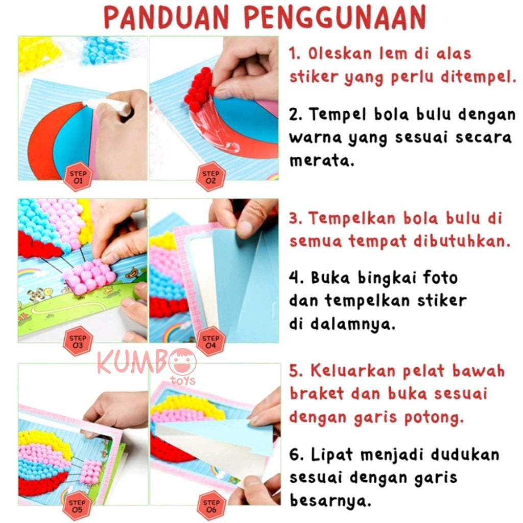 Mainan Edukasi Anak DIY Menempel Pom Pom Prakarya Kerajinan Tangan