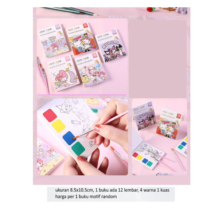 Mainan Edukasi Anak Buku Gambar Mewarnai Travel Pocket Coloring Book, Buku gambar cat 2 in 1