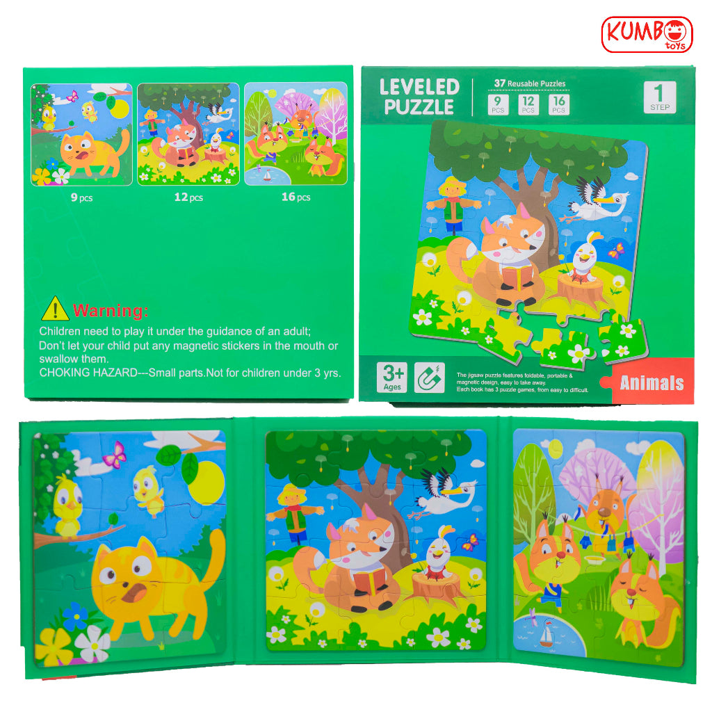 Mainan Edukasi Anak Leveled Puzzle Magnet 3 in 1 Buku Magnet Step Berlevel