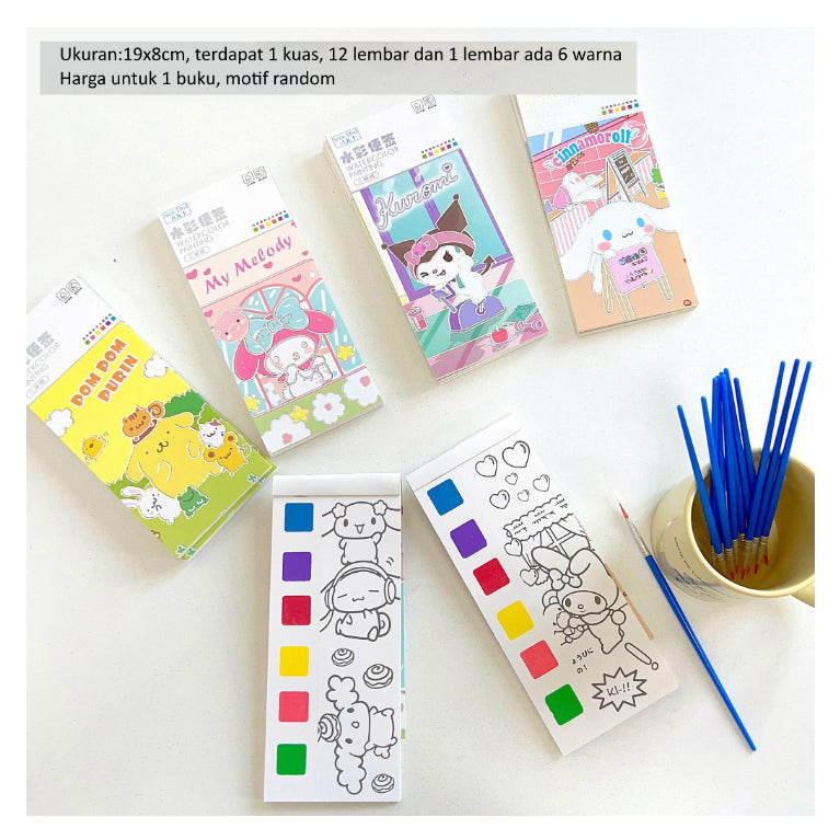 Mainan Edukasi Anak Buku Gambar Mewarnai Travel Pocket Coloring Book, Buku gambar cat 2 in 1