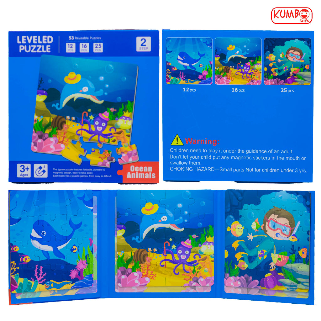 Mainan Edukasi Anak Leveled Puzzle Magnet 3 in 1 Buku Magnet Step Berlevel