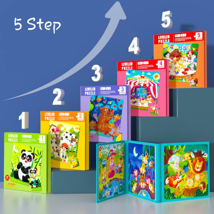 Mainan Edukasi Anak Leveled Puzzle Magnet 3 in 1 Buku Magnet Step Berlevel