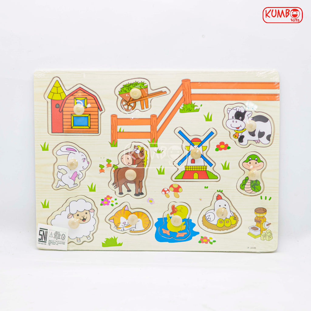 Mainan Edukasi Anak Puzzle Kayu Knob