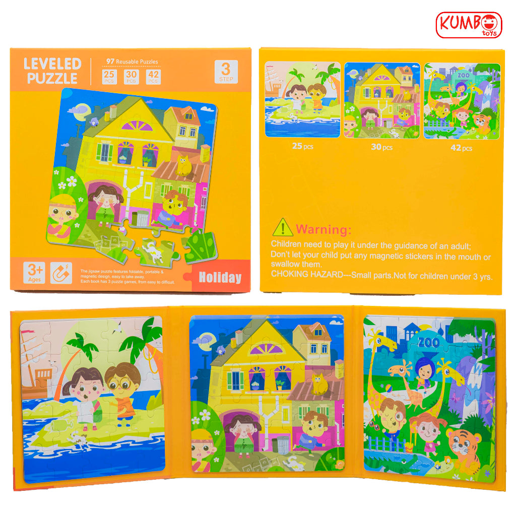Mainan Edukasi Anak Leveled Puzzle Magnet 3 in 1 Buku Magnet Step Berlevel