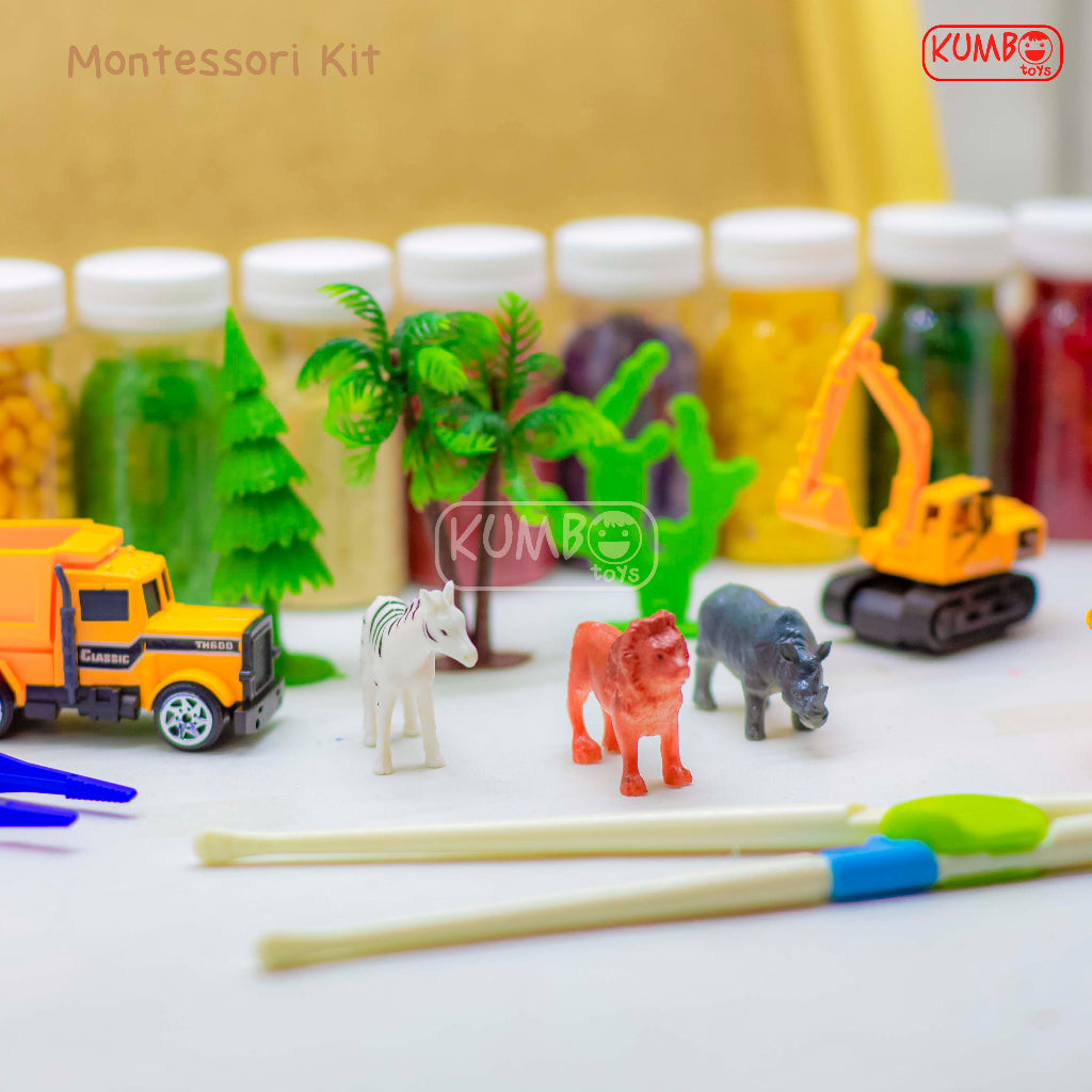 Mainan Edukasi Anak Montessori Kit Paket Lengkap Bermain Sensori dan Motorik Play Diorama