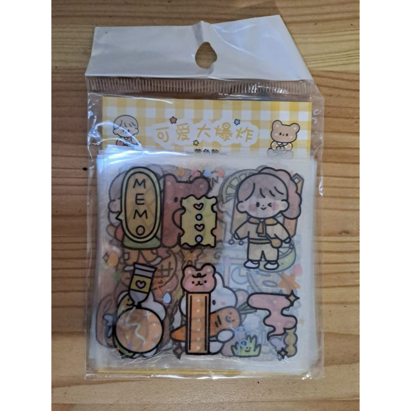 Sticker MOMO Transparant 20 Lembar Kartun Unik Bening Anti Air