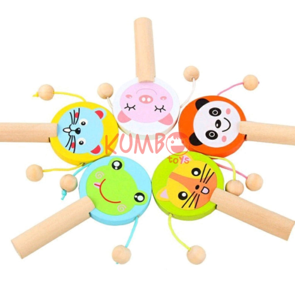 Mainan Edukasi Alat Musik Anak Rattle Drum Tepuk Kayu Clapper Wooden Hand Drum Kayu