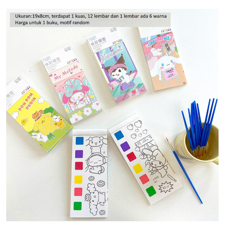 Mainan Edukasi Anak Buku Gambar Mewarnai Travel Pocket Coloring Book, Buku gambar cat 2 in 1