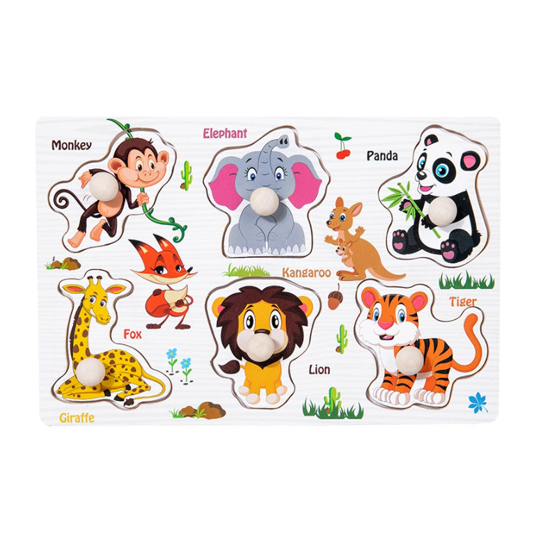 Mainan Edukasi Anak Puzzle Kayu Knob 22 x 15 cm Aneka Gambar